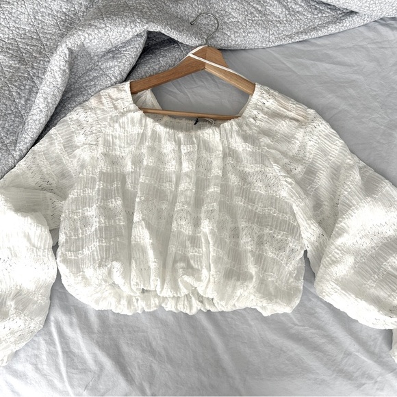 Zara Tops - NWOT Zara lace mesh off the shoulder cropped top